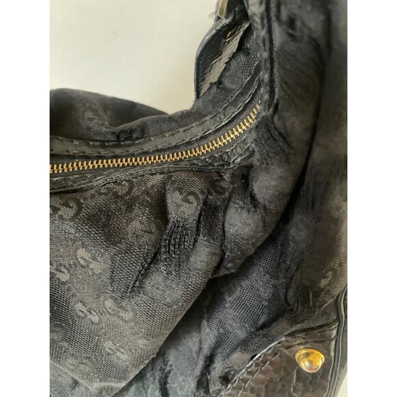 Gucci Black GG Canvas and Leather Medium Jockey Hobo Shoulder Handbag - Picture 2 of 13